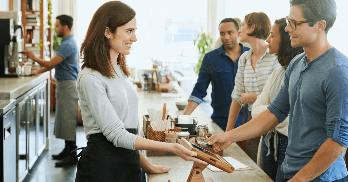 Paying at a cafe