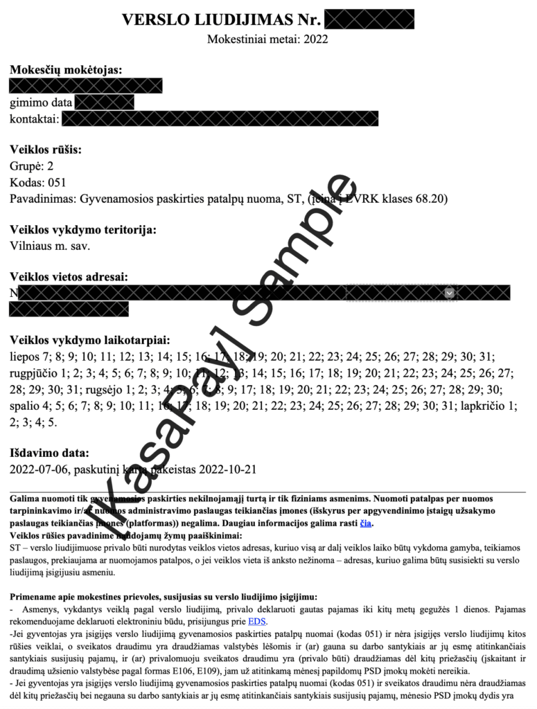 business license sample